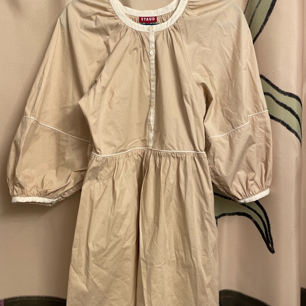 Staud Beige 3/4 Sleeve Dress Size S
